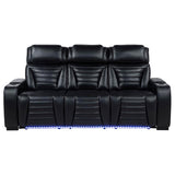 Zuma Faux Leather Dual Power Reclining LED Sofa Black - 603251PP