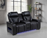 Zuma Faux Leather Dual Power Reclining LED Loveseat Black - 603252PP