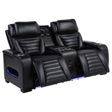 Zuma Faux Leather Dual Power Reclining LED Loveseat Black - 603252PP