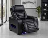 Zuma Faux Leather Upholstered Dual Power LED Recliner Black - 603253PP