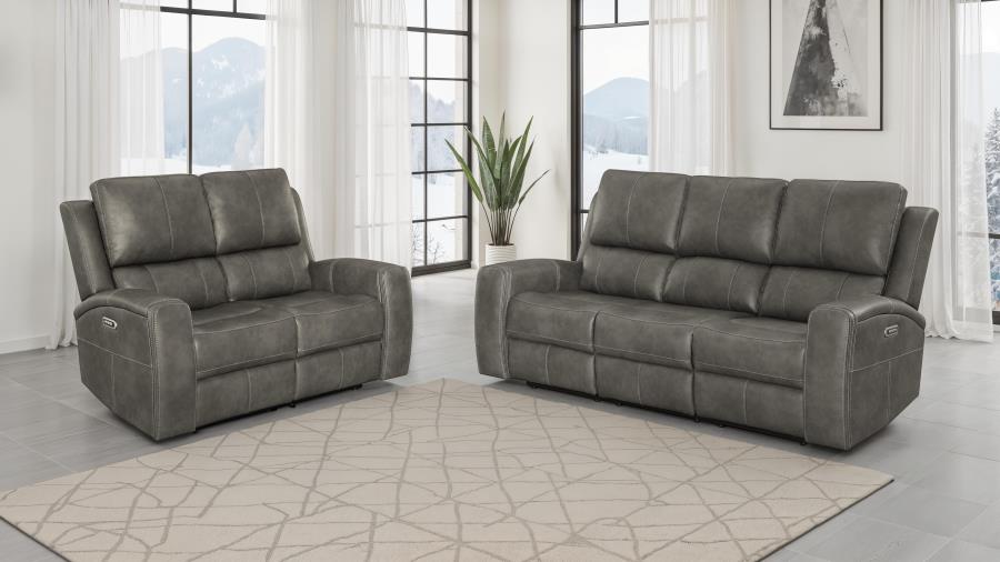 Brickston 2-piece Triple Power Reclining Sofa Set Charcoal - 603431PPP-S2