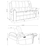 Brickston 3-piece Triple Power Reclining Sofa Set Grey - 603434PPP-S3