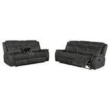 Lawrence 2-piece Upholstered Reclining Sofa Set Charcoal - 603504-S2
