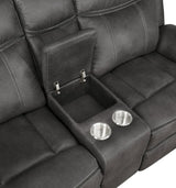 Lawrence 2-piece Upholstered Reclining Sofa Set Charcoal - 603504-S2