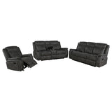Lawrence 3-piece Upholstered Reclining Sofa Set Charcoal - 603504-S3