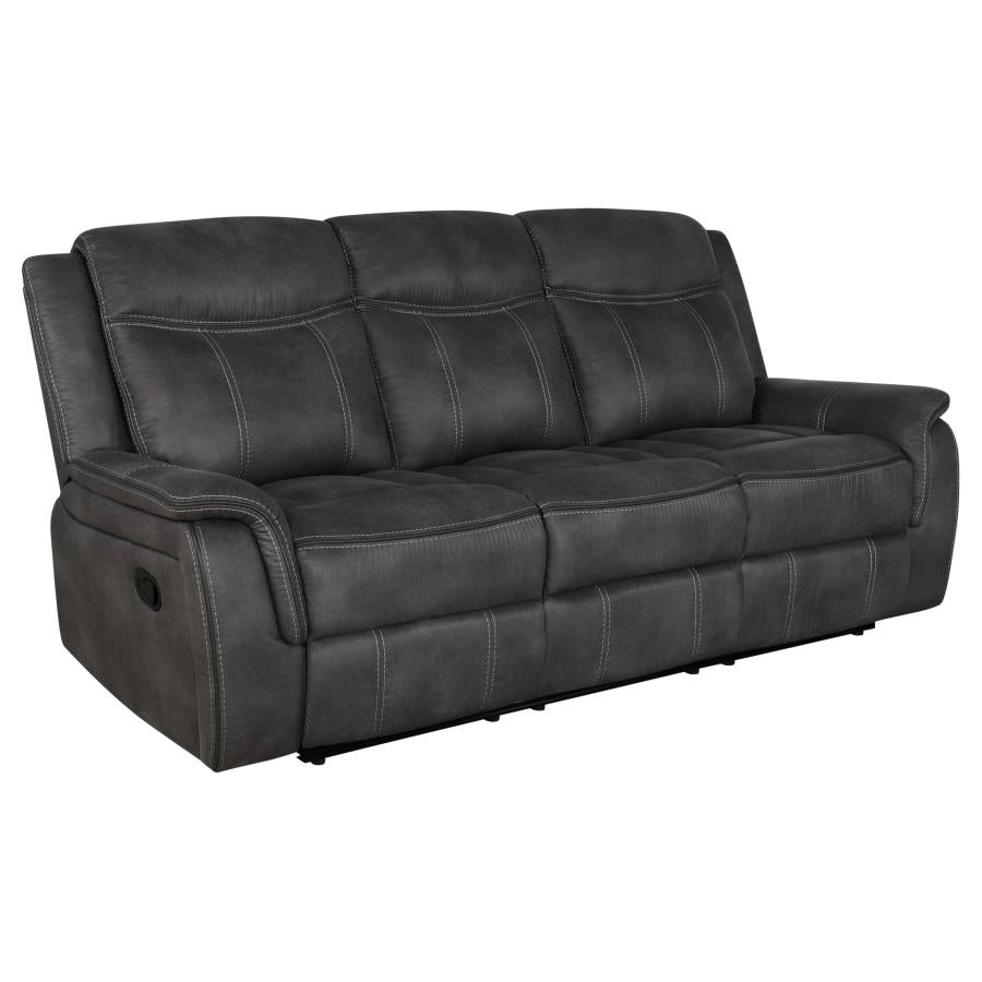 Lawrence 3-piece Upholstered Reclining Sofa Set Charcoal - 603504-S3