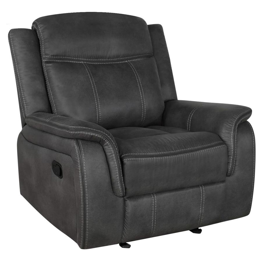Lawrence 3-piece Upholstered Reclining Sofa Set Charcoal - 603504-S3