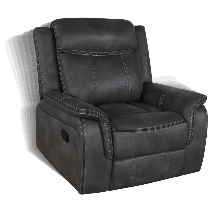 Lawrence 3-piece Upholstered Reclining Sofa Set Charcoal - 603504-S3