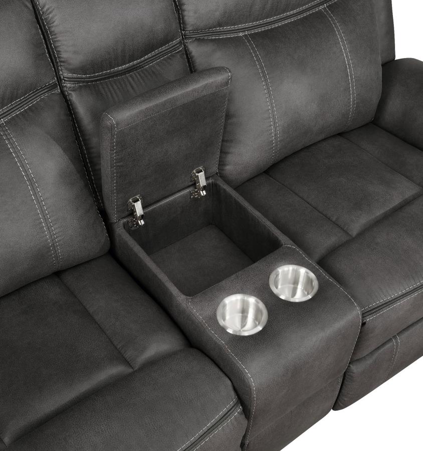 Lawrence 3-piece Upholstered Reclining Sofa Set Charcoal - 603504-S3
