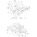 Lawrence 3-piece Upholstered Reclining Sofa Set Charcoal - 603504-S3