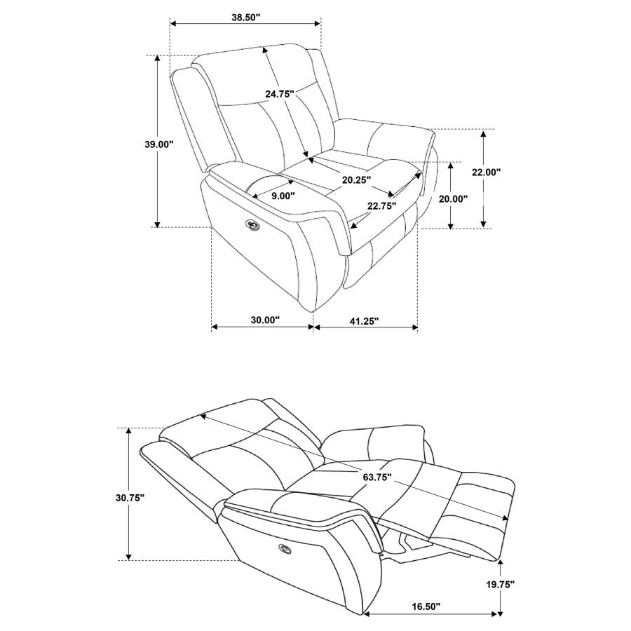 Lawrence 3-piece Upholstered Reclining Sofa Set Charcoal - 603504-S3