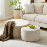 Modern Upholstered Round Coffee Table For Living Room (Set of 2)