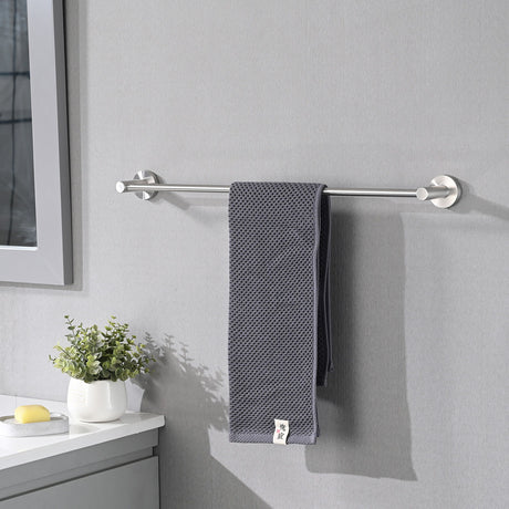 Bathroom Set 4 Pack With Towel Bar Racks, Toilet Paper Holder, Ring, Hook, Stainless Steel - Brushed Nickel