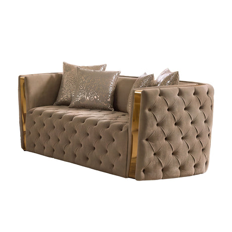Naomi - Button Tufted Loveseat - Taupe