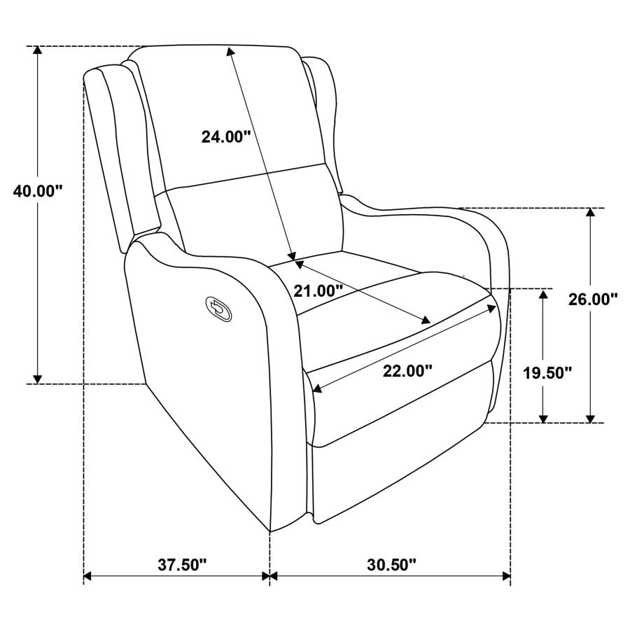 Kelsey Upholstered English Arm Recliner Chair Ivory - 609373