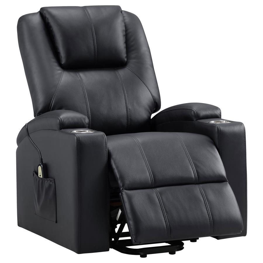 Armstrong Upholstered Power Lift Massage Recliner Black - 609475P