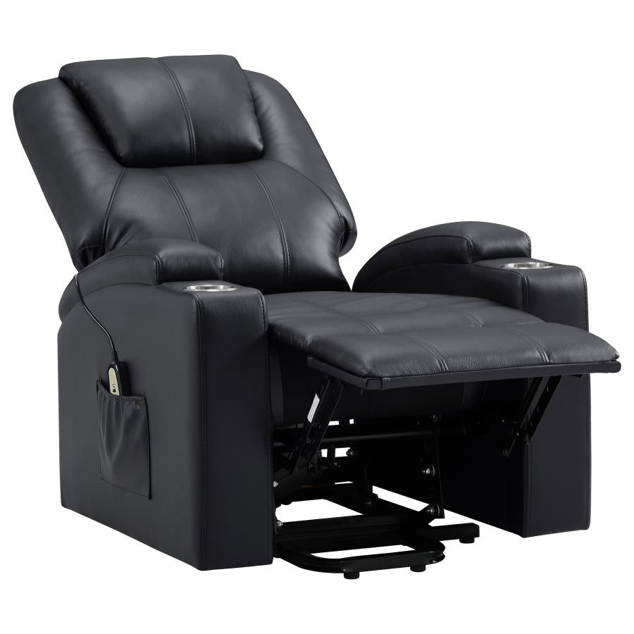 Armstrong Upholstered Power Lift Massage Recliner Black - 609475P