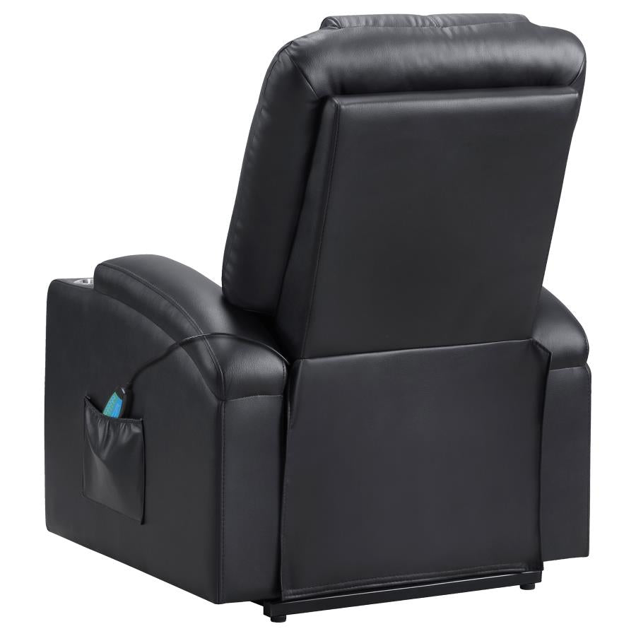 Armstrong Upholstered Power Lift Massage Recliner Black - 609475P