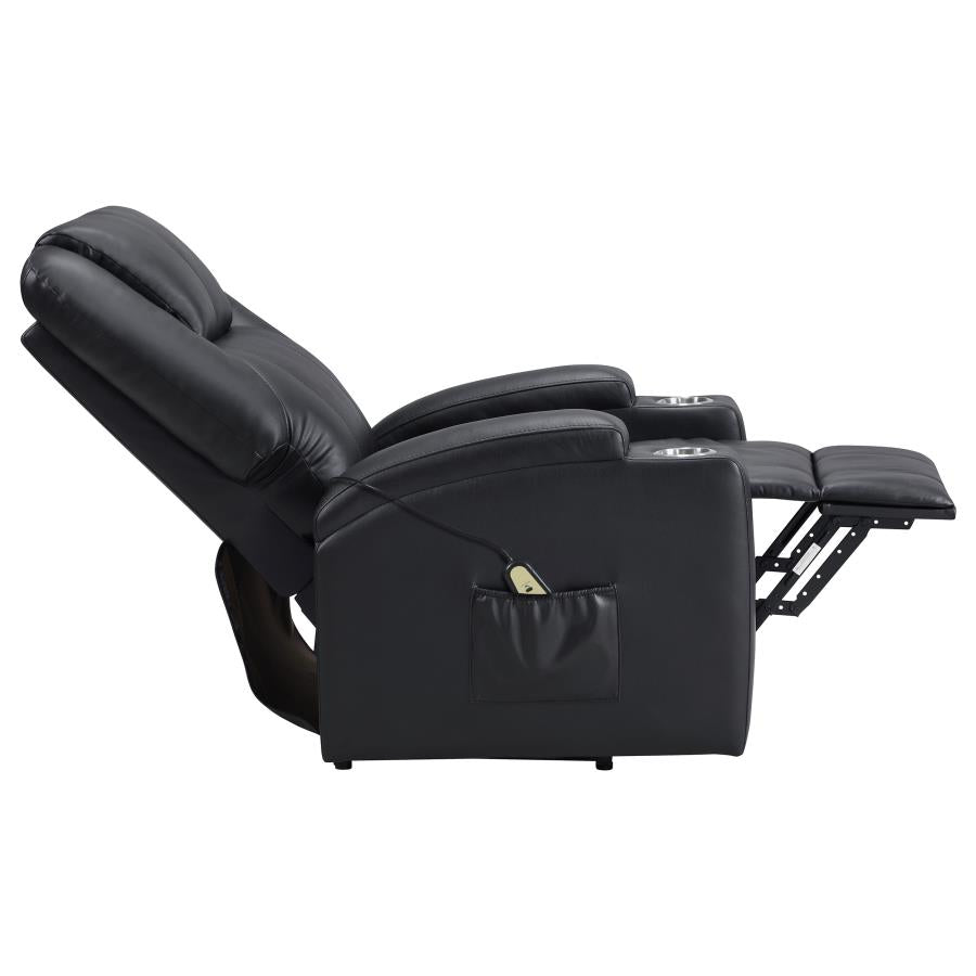 Armstrong Upholstered Power Lift Massage Recliner Black - 609475P