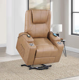 Armstrong Upholstered Power Lift Massage Recliner Camel - 609476P
