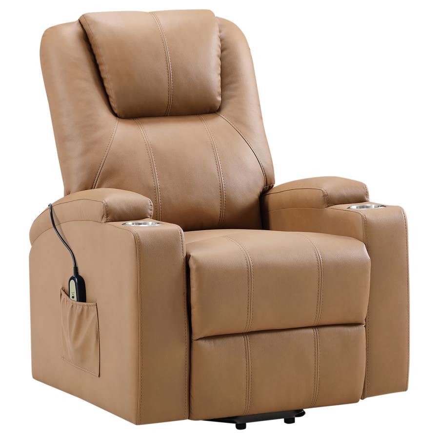 Armstrong Upholstered Power Lift Massage Recliner Camel - 609476P