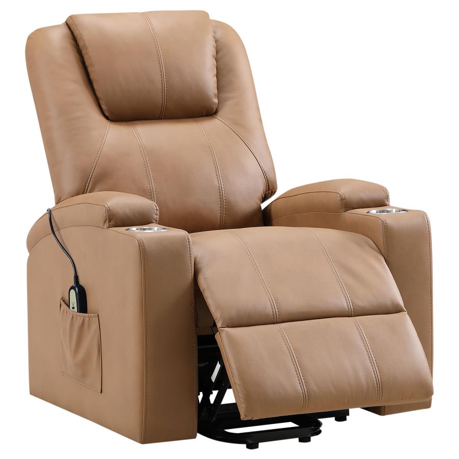 Armstrong Upholstered Power Lift Massage Recliner Camel - 609476P