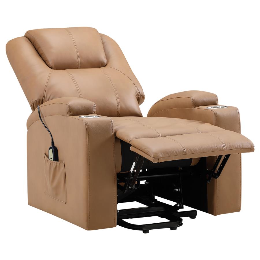Armstrong Upholstered Power Lift Massage Recliner Camel - 609476P
