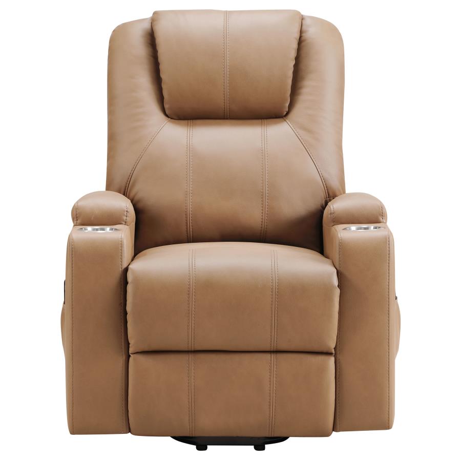 Armstrong Upholstered Power Lift Massage Recliner Camel - 609476P