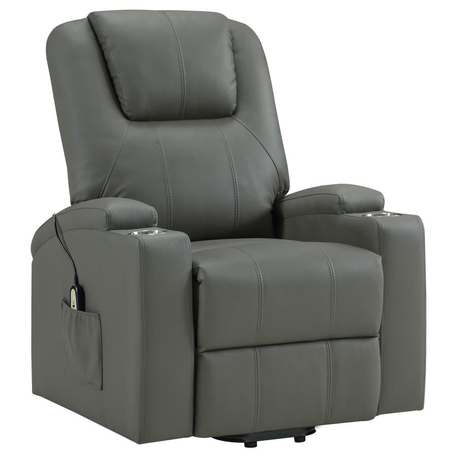 Armstrong Upholstered Power Lift Massage Recliner Grey - 609478P