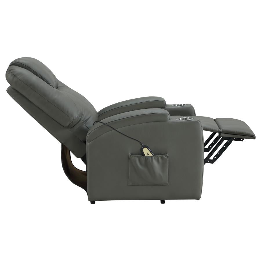 Armstrong Upholstered Power Lift Massage Recliner Grey - 609478P