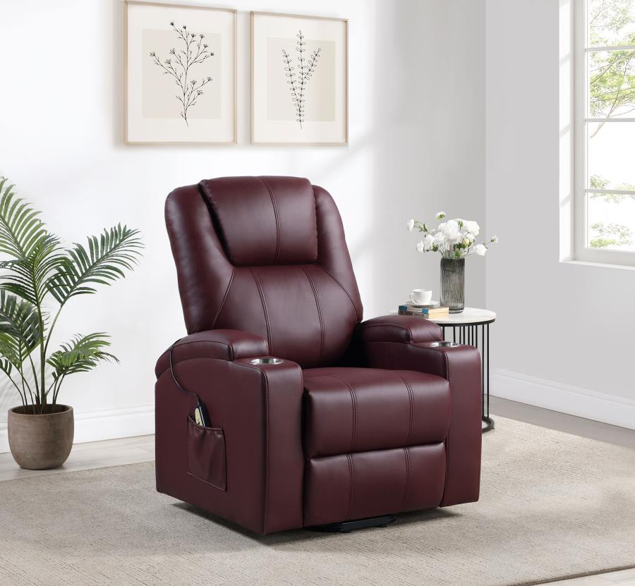 Armstrong Upholstered Power Lift Massage Recliner Wine - 609479P
