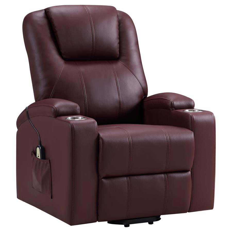 Armstrong Upholstered Power Lift Massage Recliner Wine - 609479P