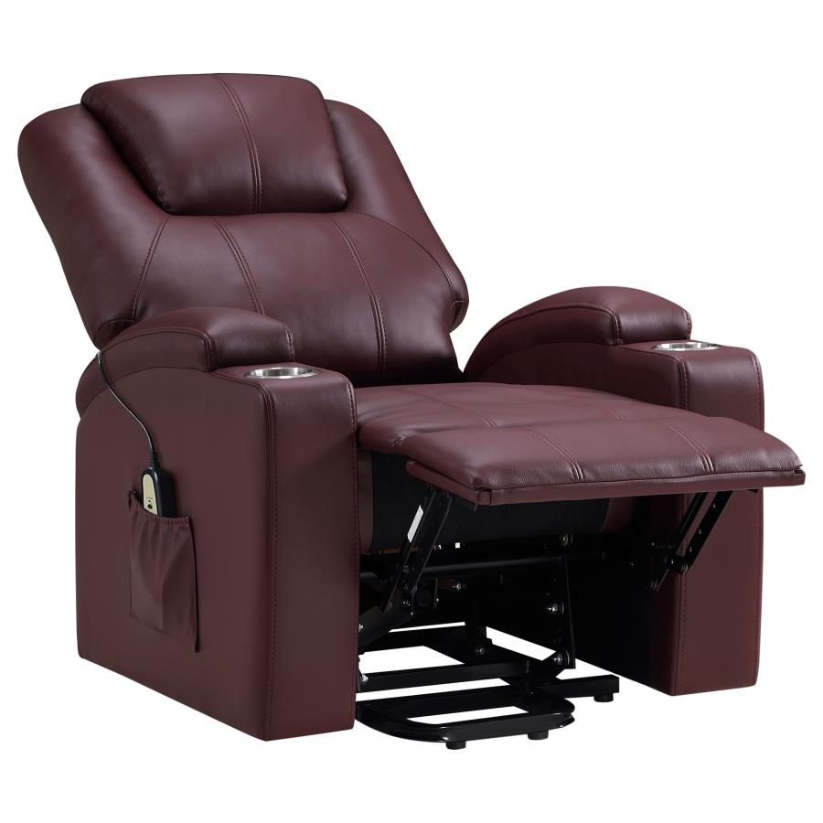 Armstrong Upholstered Power Lift Massage Recliner Wine - 609479P