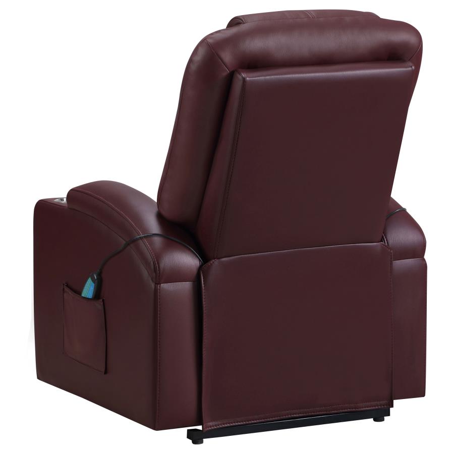 Armstrong Upholstered Power Lift Massage Recliner Wine - 609479P