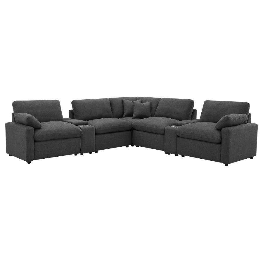 Collins 7-piece Modular Power Reclining Sectional Dark Grey - 609530P-SETA