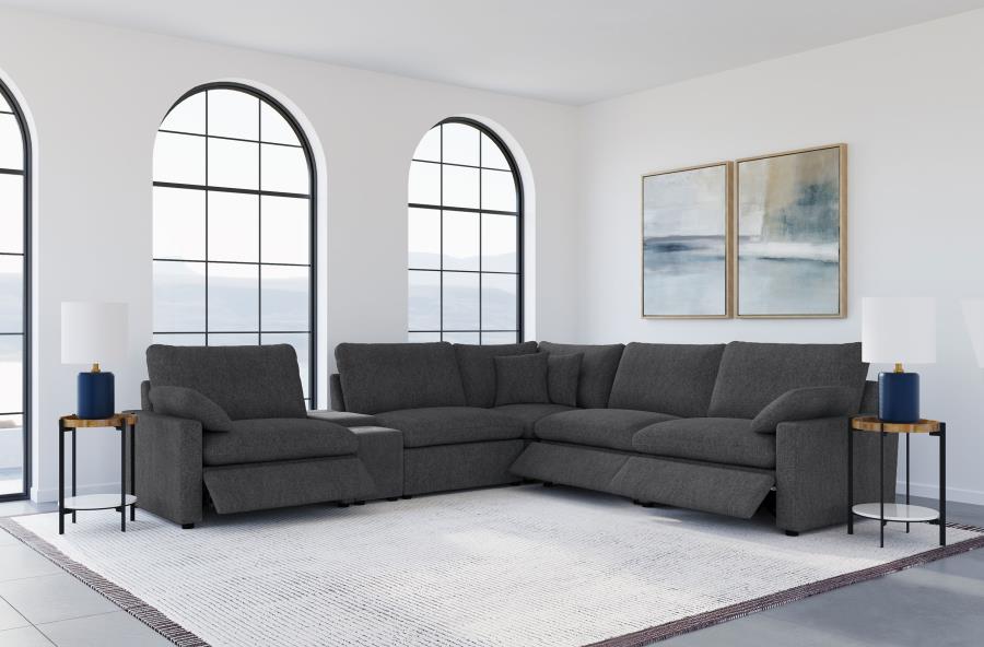 Collins 6-piece Modular Power Reclining Sectional Dark Grey - 609530P-SET