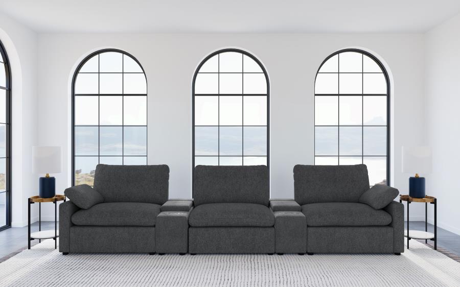 Collins 5-piece Power Reclining Home Theater Seating Dark Grey - 609531PT