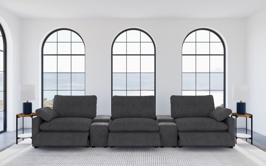 Collins 5-piece Power Reclining Home Theater Seating Dark Grey - 609531PT