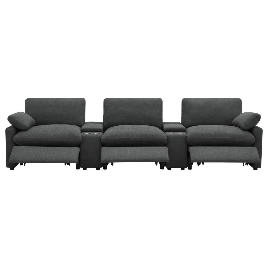 Collins 5-piece Power Reclining Home Theater Seating Dark Grey - 609531PT