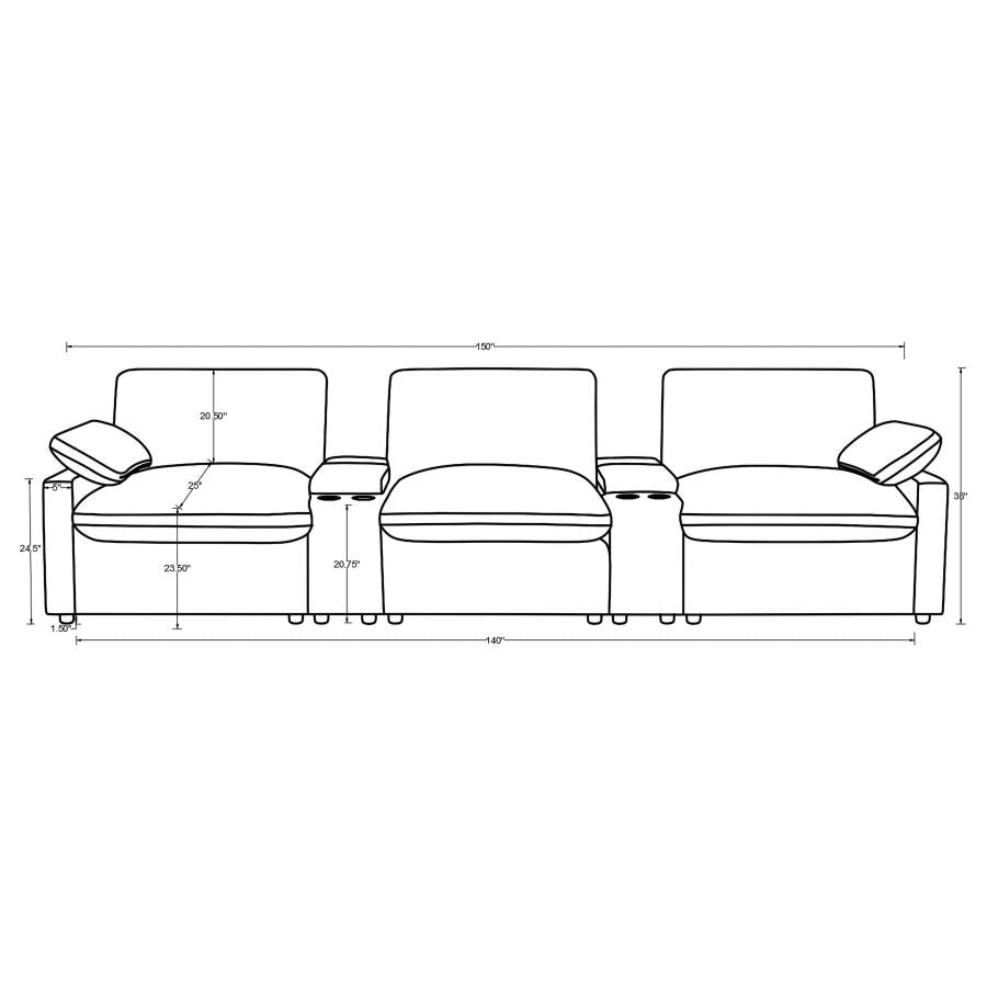 Collins 5-piece Power Reclining Home Theater Seating Grey - 609561PT