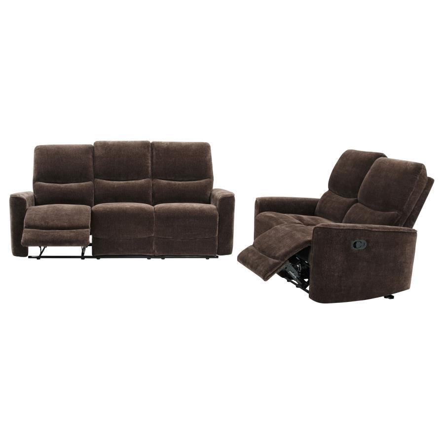 Navarro 2-piece Upholstered Reclining Sofa Set Dark Brown - 609571-S2