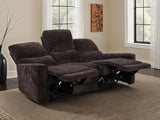 Navarro Chenille Upholstered Reclining Sofa Dark Brown - 609571