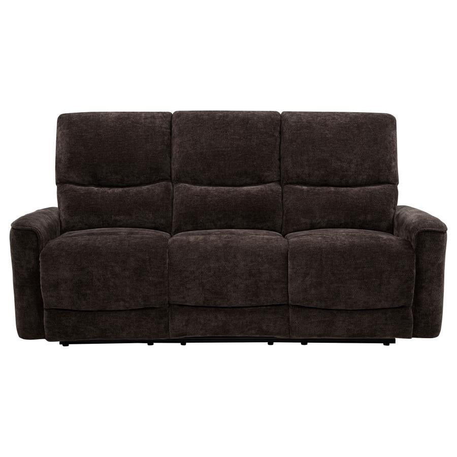 Navarro Chenille Upholstered Reclining Sofa Dark Brown - 609571