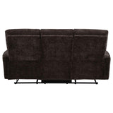Navarro Chenille Upholstered Reclining Sofa Dark Brown - 609571
