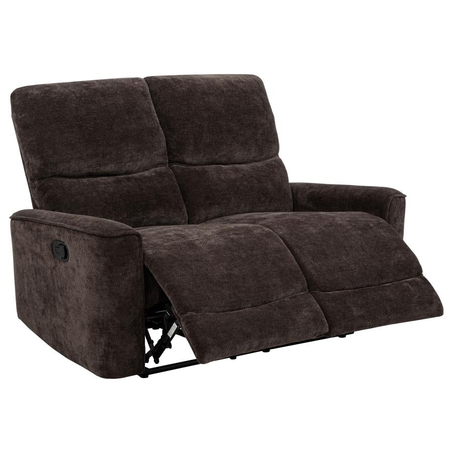 Navarro Chenille Upholstered Reclining Loveseat Dark Brown - 609572