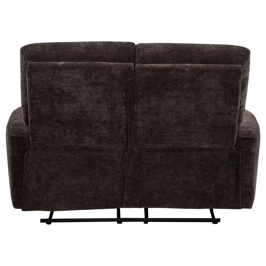 Navarro Chenille Upholstered Reclining Loveseat Dark Brown - 609572