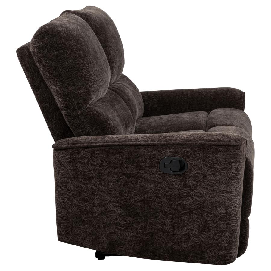 Navarro Chenille Upholstered Reclining Loveseat Dark Brown - 609572