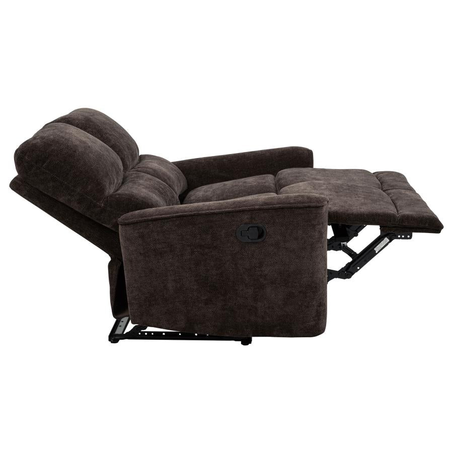 Navarro Chenille Upholstered Reclining Loveseat Dark Brown - 609572