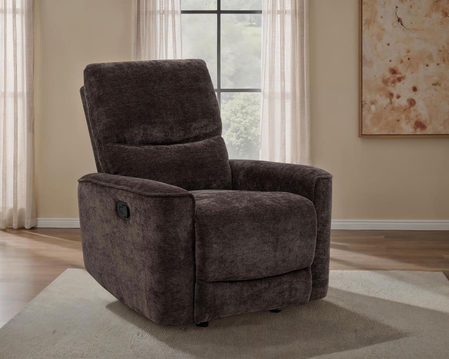 Navarro Chenille Upholstered Glider Recliner Dark Brown - 609573