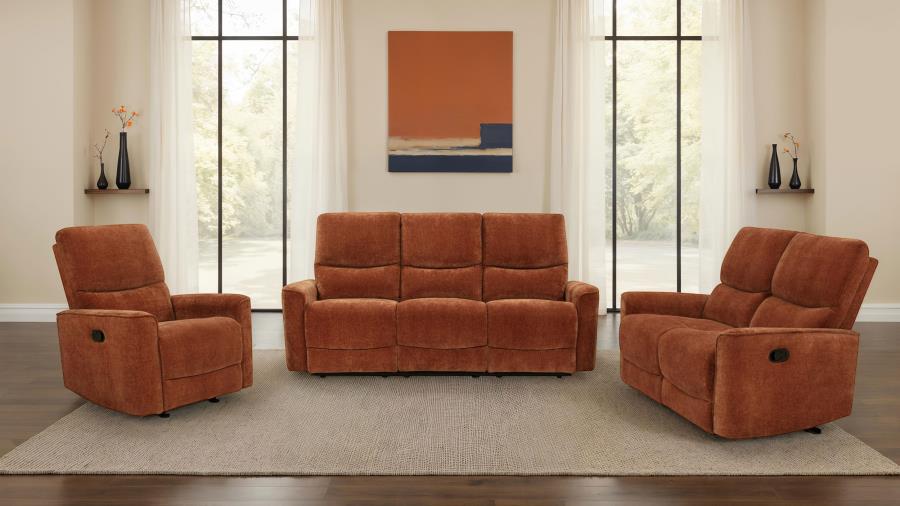 Navarro 3-piece Upholstered Reclining Sofa Set Orange - 609574-S3